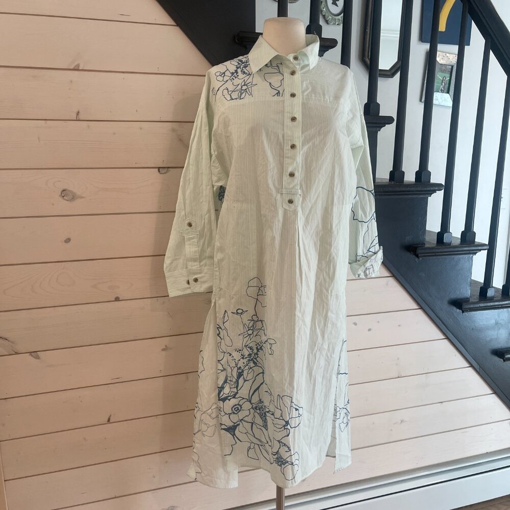 025 By Anthropologie Long Sleeve Popover Shirt Dress NWOT Oversized Size XS - Picture 5 of 12